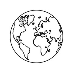 A simple linear world map icon with an editable vector