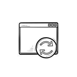 Browser window with restart button hand drawn vector