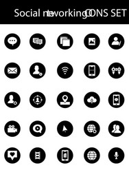 bw social networking icon set in flat style vector image