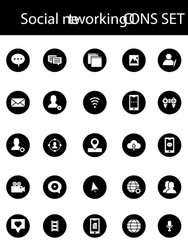 Bw social networking icon set in flat style vector