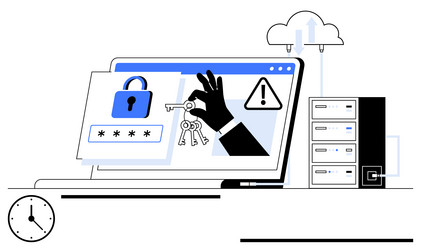 cybersecurity threat representation with password vector image