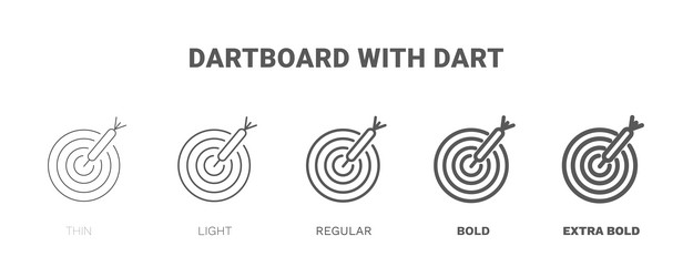 dartboard with dart icon thin regular bold vector image