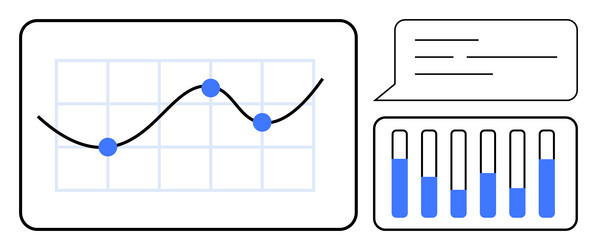 data visualization with line graph bar chart vector image