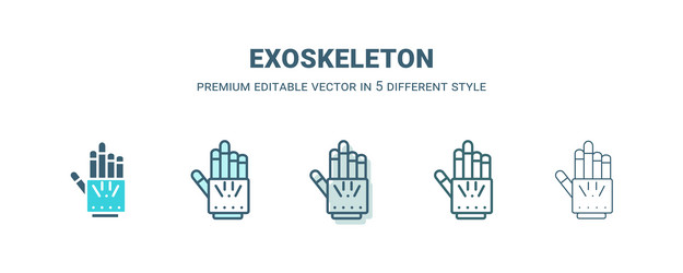 exoskeleton icon in 5 different style outline vector image