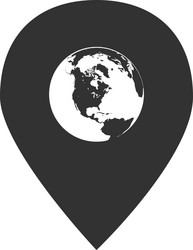 Globe inside pin icon global map pointer isolated vector