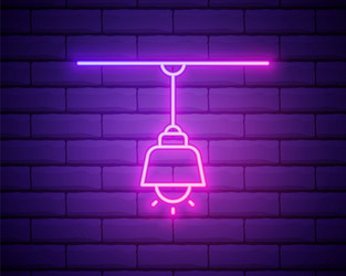 glowing neon line chandelier icon isolated vector