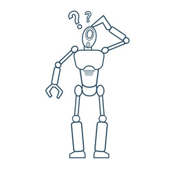 Modern robot thinking futuristic mechanism thin vector