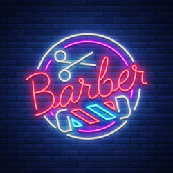 Neon Barber Shop Logo vector