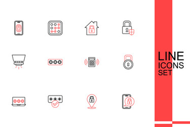 set line mobile with closed padlock lock password vector image