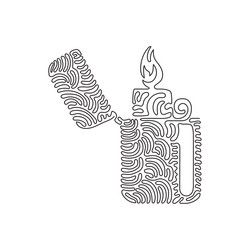 Single one line drawing metal lighter fire from vector