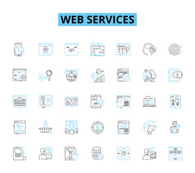 web services linear icons set integration vector