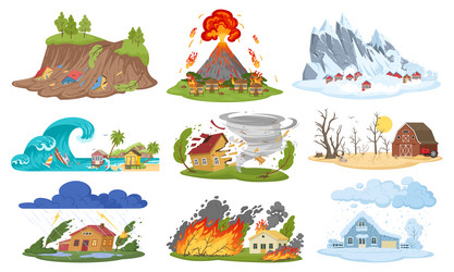 cartoon natural disaster hurricane flooding vector