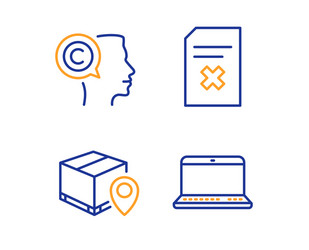 Parcel tracking writer and delete file icons set vector