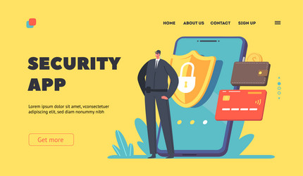 security app landing page template mobile data vector image