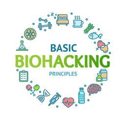 biohacking signs round design template thin line vector image