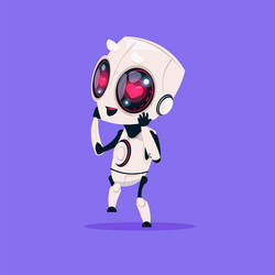 Cute robot with heart shape eyes isolated icon vector