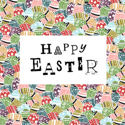 easter eggs pattern colorful background and happy vector image