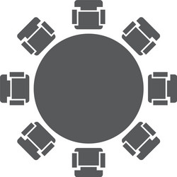 Round table and chairs top view icon isolated vector