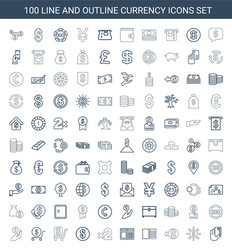 100 currency icons vector