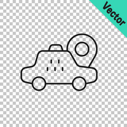black line map pointer with taxi car icon isolated vector image