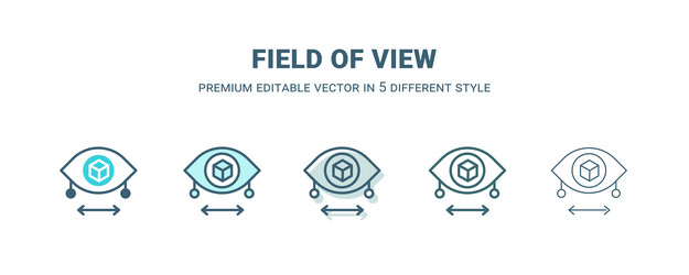 field of view icon in 5 different style outline vector image