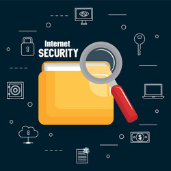 Folder document with internet security icons vector