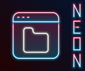glowing neon line browser files icon isolated vector image