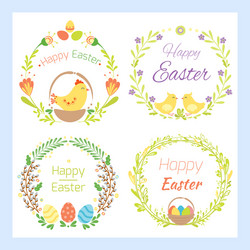 Happy easter hand drawn badge with lettering vector