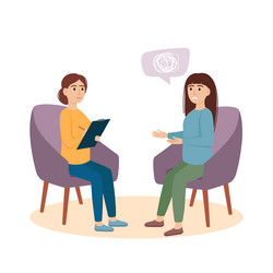 psychology therapy woman sitting and talking vector