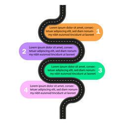 Route infographic template winding asphalt road vector