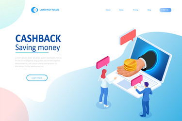 isometric cashback and saving money concept vector