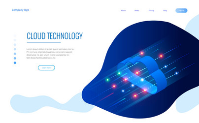 isometric modern cloud technology and networking vector image