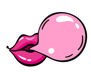 Lips Blowing Bubble Gum Vector Images (over 180)