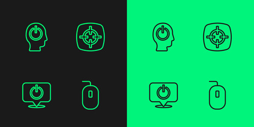 set line computer mouse power button and target vector image