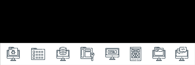 Web development line icons linear set quality vector