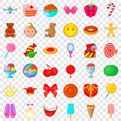 Candy icons set cartoon style vector