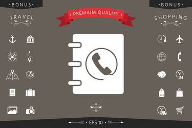 notebook address phone book icon with handset vector image