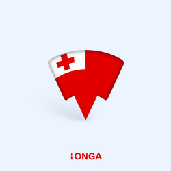 tonga flag map pointer design with shadow vector image
