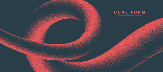 red fluid curl form dotwork panoramic conceptual vector image