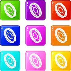 round window frame icons set 9 color collection vector image