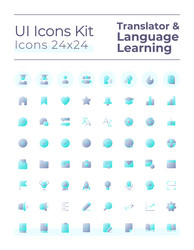 Translator flat gradient two-color ui icons set vector