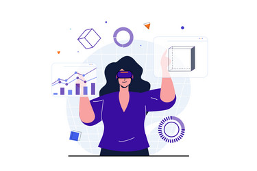 VR Data Analysis & Simulation vector image