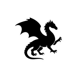 black silhouette of a winged fantasy dragon Vector Image