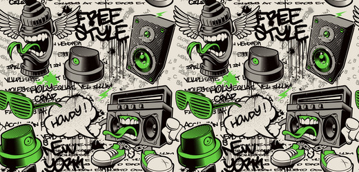 Graffiti Wall Pattern - Seamless Vector Image