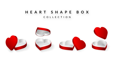 set of opened heart shape gifts box valentines Vector Image