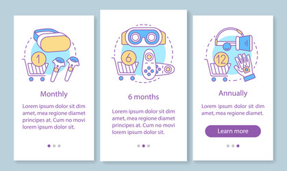 vr game subscription onboarding mobile app page vector image