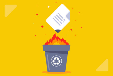 burn the document in bin destroy data vector