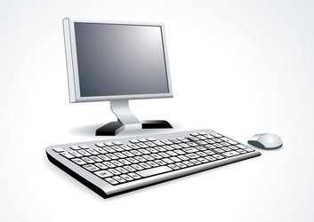 computer and notebook on the working place vector