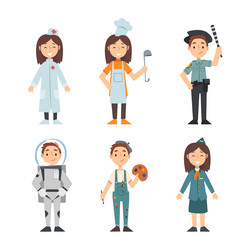 Cute boy and girl having different profession vector