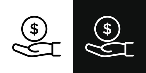 Donation Icon Set Save Money Hand Logo Symbol Vector Image